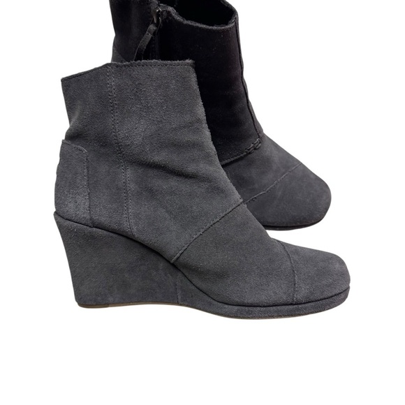 Toms Desert Wedge Ankle Booties Gray Suede Back Zip Women's US 9 - Picture 5 of 7
